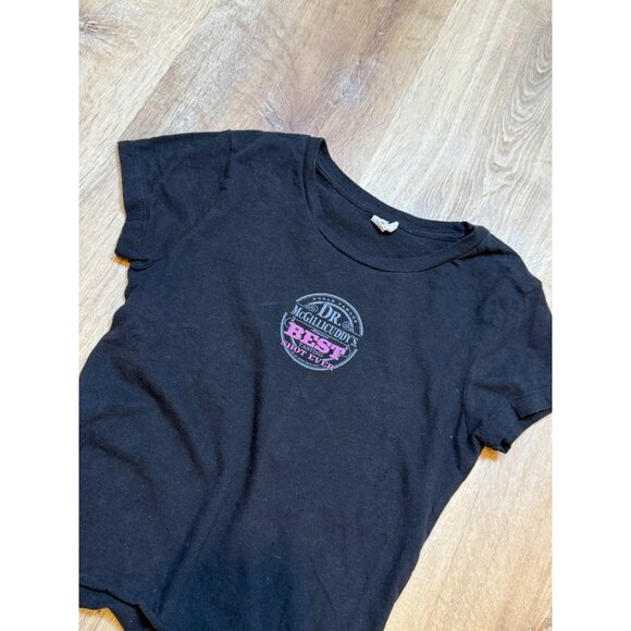 Y2K Dr. Mcgillicuddys Black Short Sleeve Baby Tee Pink Logo S - Picture 3 of 6